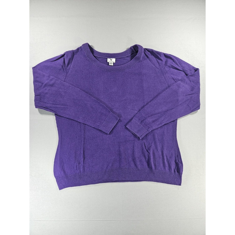Worthington Purple Crew Neck Knit Sweater Soft Preppy Modern Classic Pullover XL